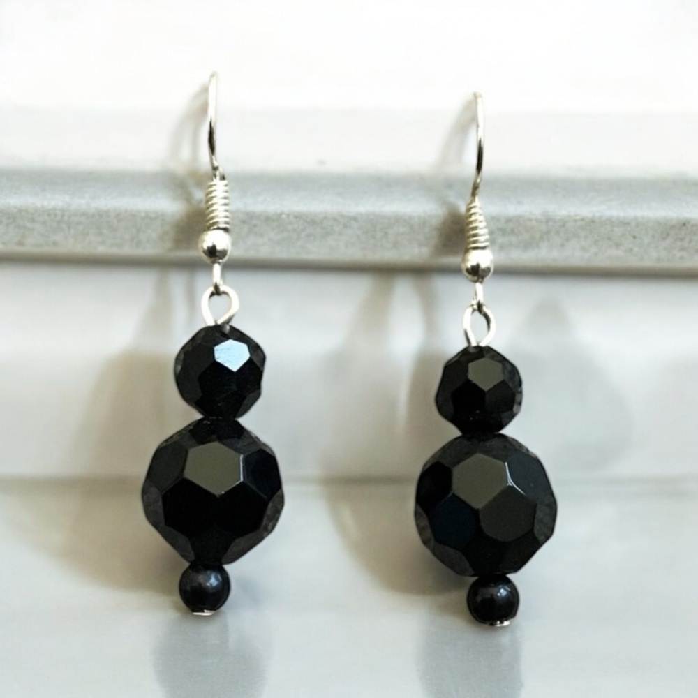 Glass Bead Earrings on Silver Earring Hooks Handmade